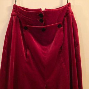 L'Wren Scot XS Velvet Pants with Front Panel Burgundy